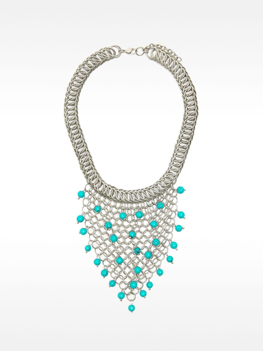 Collar Entrecruzado Con Piedras azul