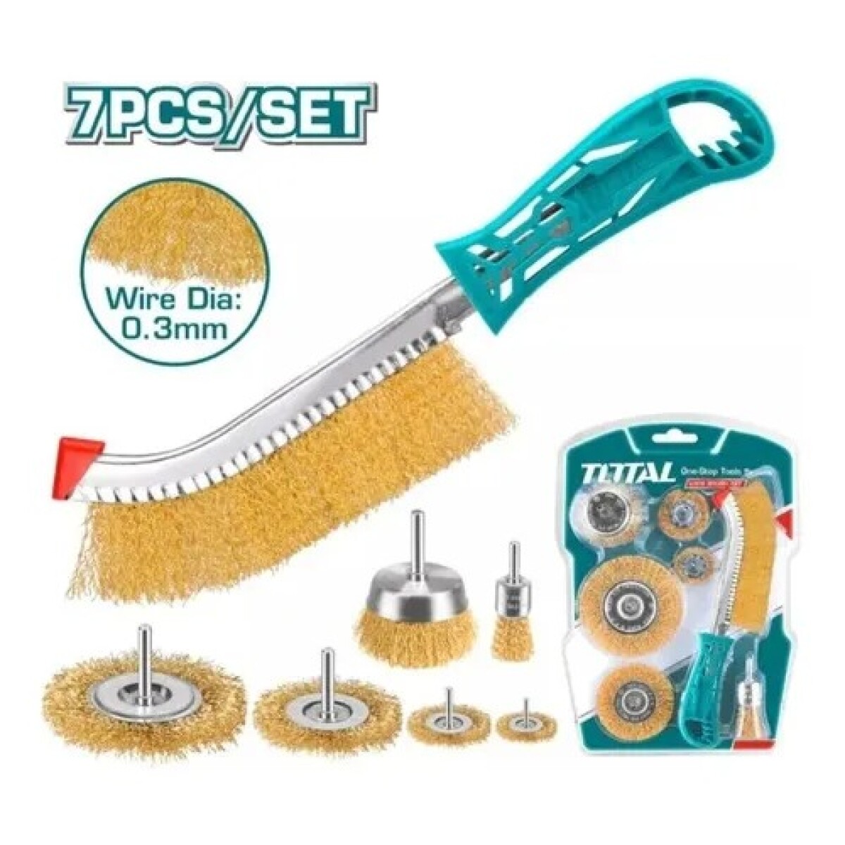 Juego Kit 7 Cepillos de Alambre Escobillas Para Taladro Total 