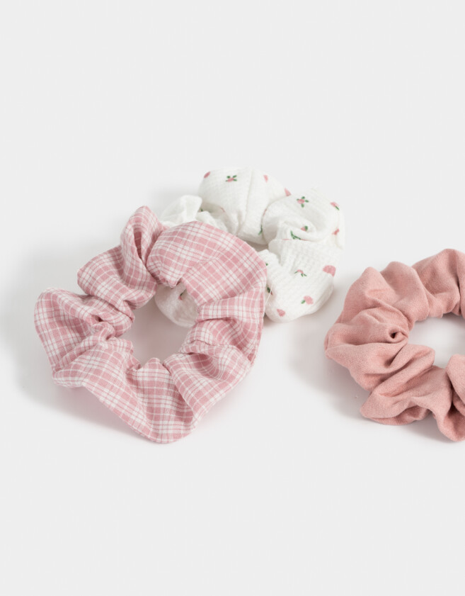 Skunzies Set por 3 Set De Scrunchies - Rosa Claro