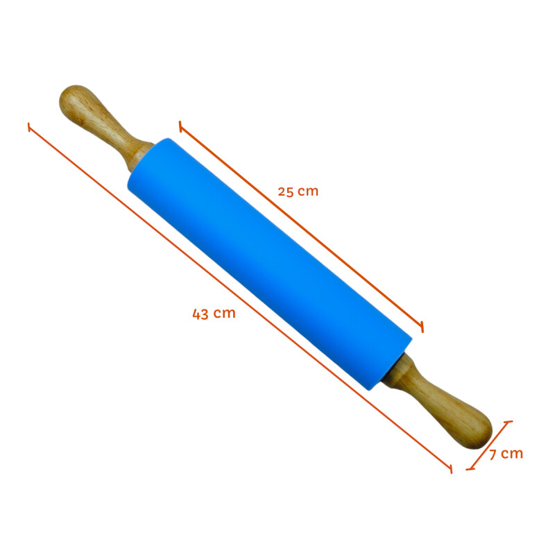 Palote Rodillo Para Amasar De Silicona Y Madera 43cm Sin Color