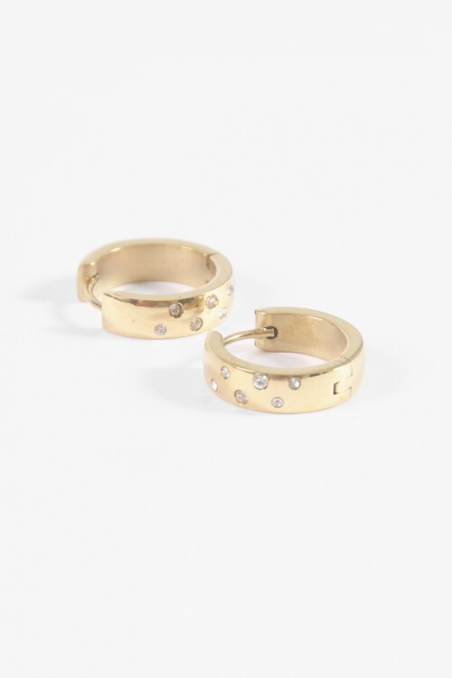 Aros detalle strass dorado