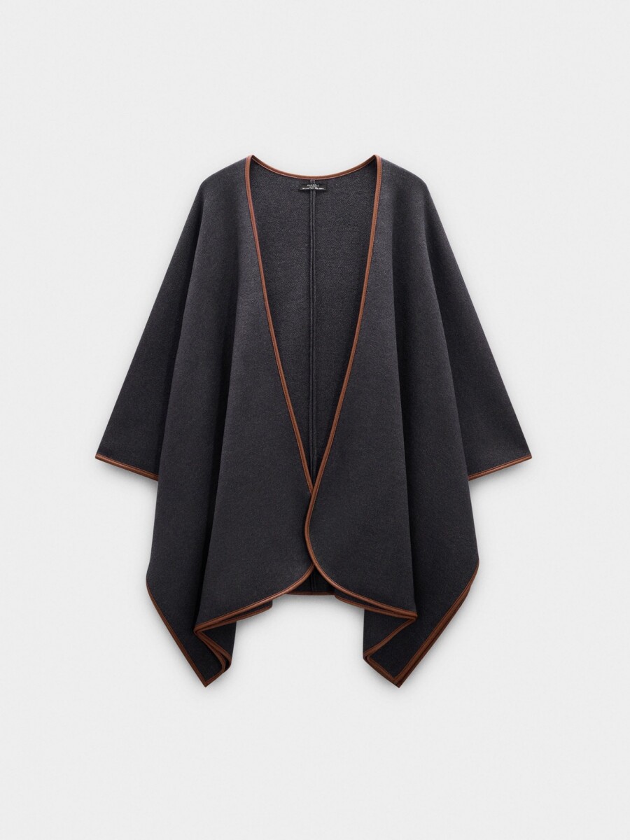 Poncho De Punto Con Detalle De Costura gris