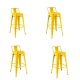 Taburete Tolix Pack 4 unidades En Metal Con Respaldo Amarillo