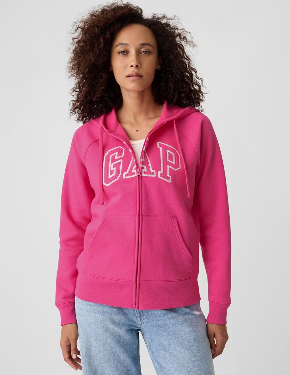 Canguro Con Cierre Con Felpa Logo Gap Mujer - Sizzling Fuchsia 