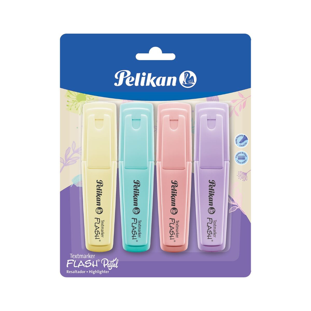 PELIKAN RESALTADORES FLASH PASTEL CJ X 4 