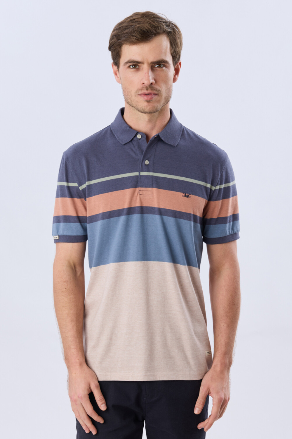 REMERA POLO RAYADA JERSEY Azul