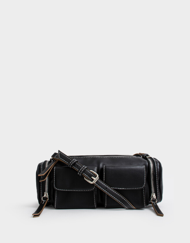 Bandoleras Bandolera Multipocket Suede - Negro