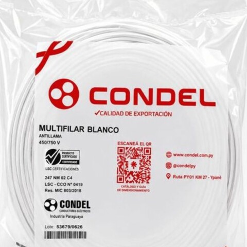 CABLE MULTIFILAR 0,75MM2 BLANCO CONDEL CABLE MULTIFILAR 0,75MM2 BLANCO CONDEL