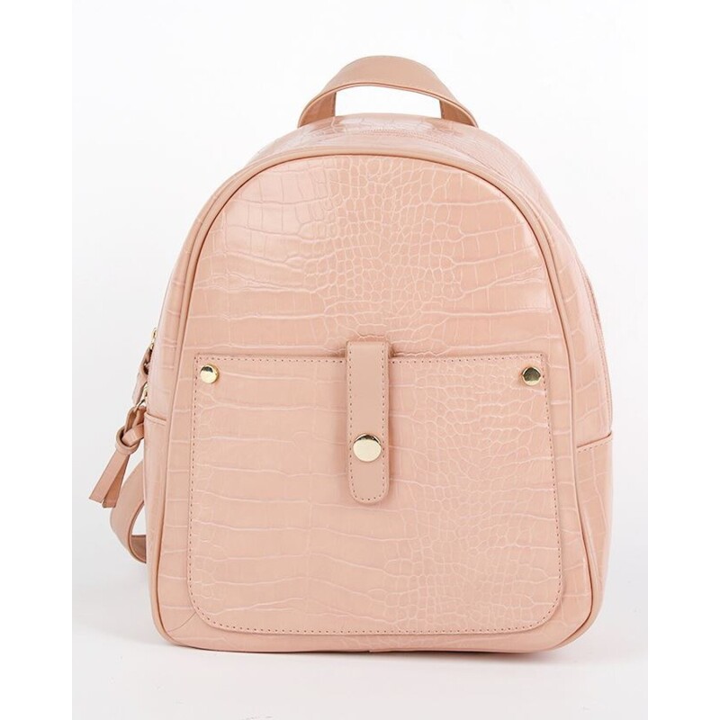 Mochila croco en cuerina Canva Rosa