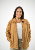Chaqueta de jean con broderie arriba Tostado