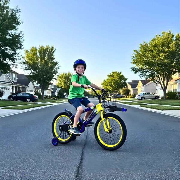 Bicicleta Infantil Yjtong R14 Canasto Parrilla Guardabarros Azul 1