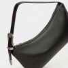 Cartera al hombro Bamboo en cuero graneado Negro
