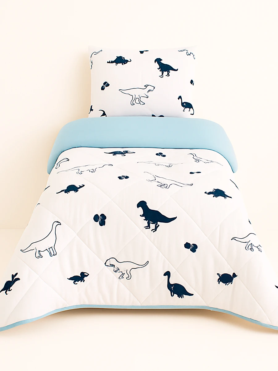 ACOLCHADO DUO CON FUNDA DINO 1 PLAZA - CELESTE 