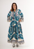 Vestido largo 100% viscosa Made in a Italy Celeste