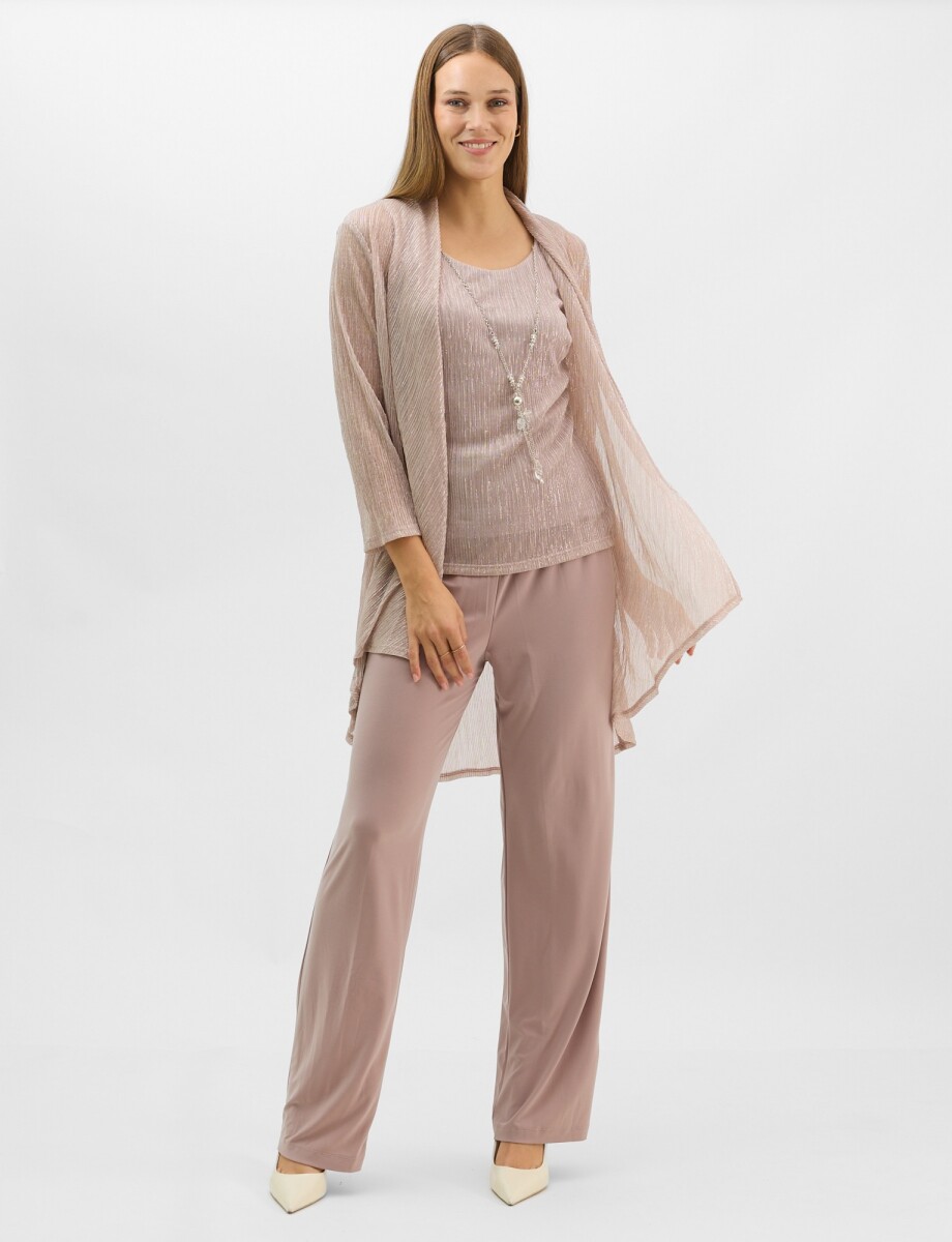 Conjunto Tres Piezas - Plisado Lurex - Rosa Oscuro 