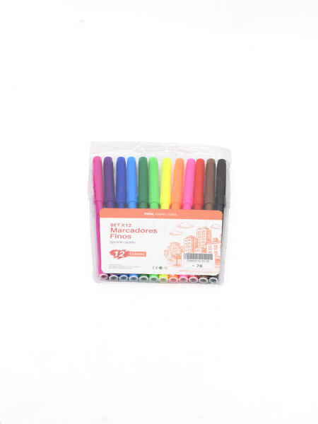 MARCADORES FINOS 12 PCS MULTICOLOR