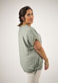 Blusa con nudo estampada con dorado Verde