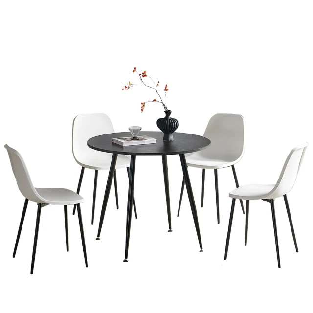 Juego de comedor: Mesa + 4 sillas Tapa Redonda- Color negro