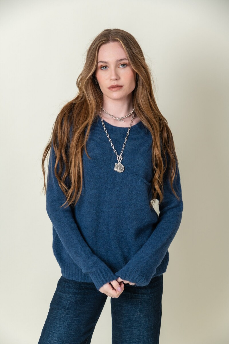 Sweater lana liso - Blue 