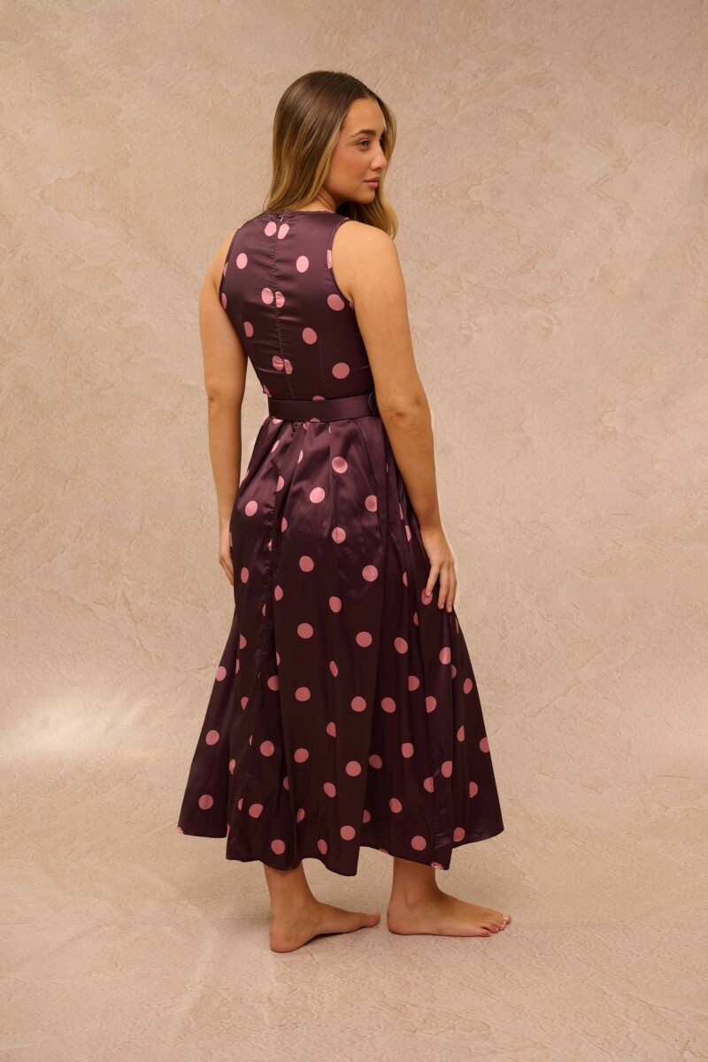 VESTIDO LULANI ESTAMPADO CIRUELA LUNARES VESTIDO LULANI ESTAMPADO CIRUELA LUNARES