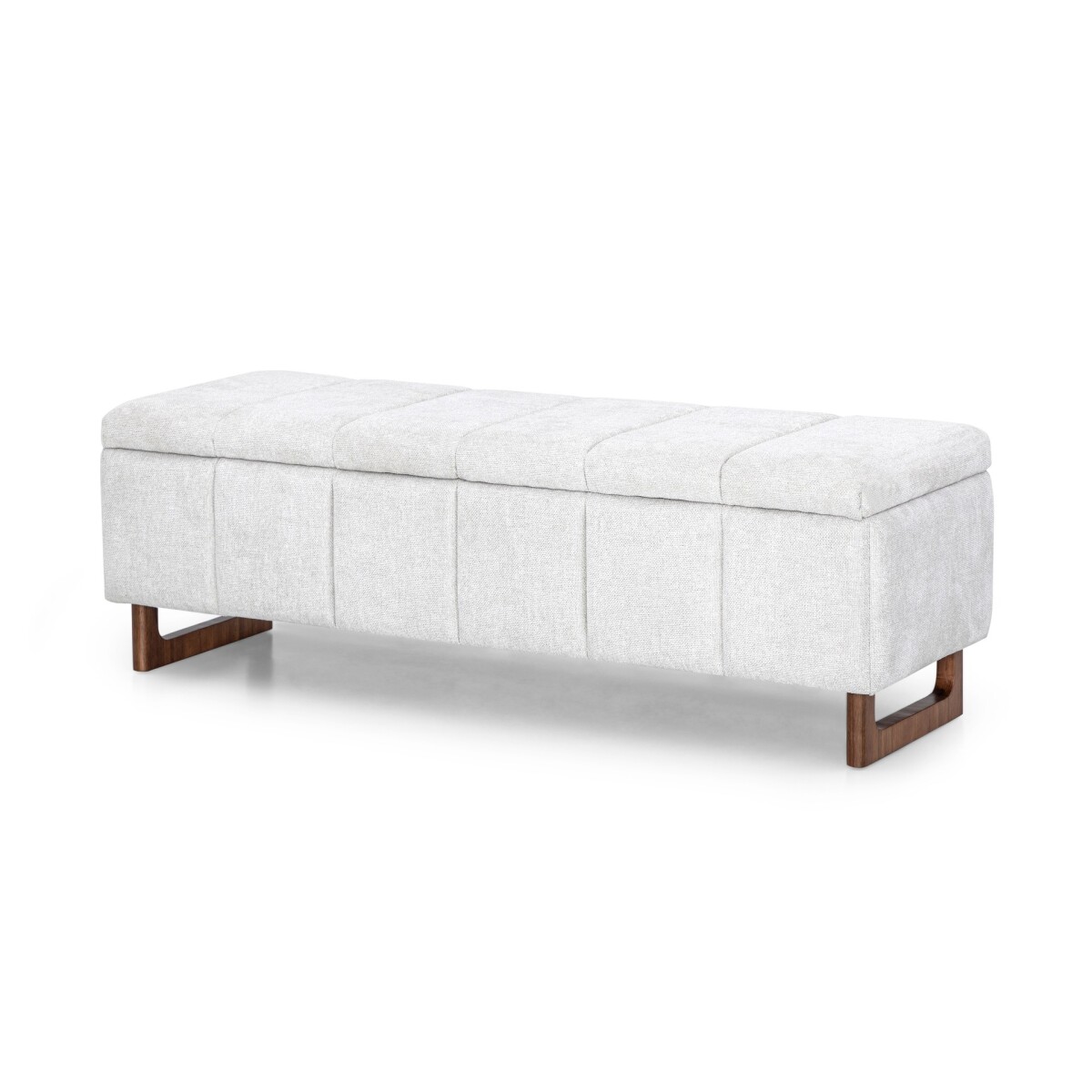 Banco Baul Patas Madera 140 x 50 x 48 Tapizado tela clara 