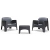 Juego De Patio Ibiza 2 Sillones + Mesa Ratona En Resina Negra Juego De Patio Ibiza 2 Sillones + Mesa Ratona En Resina Negra