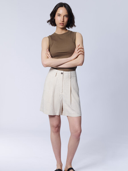 Short con lino Beige