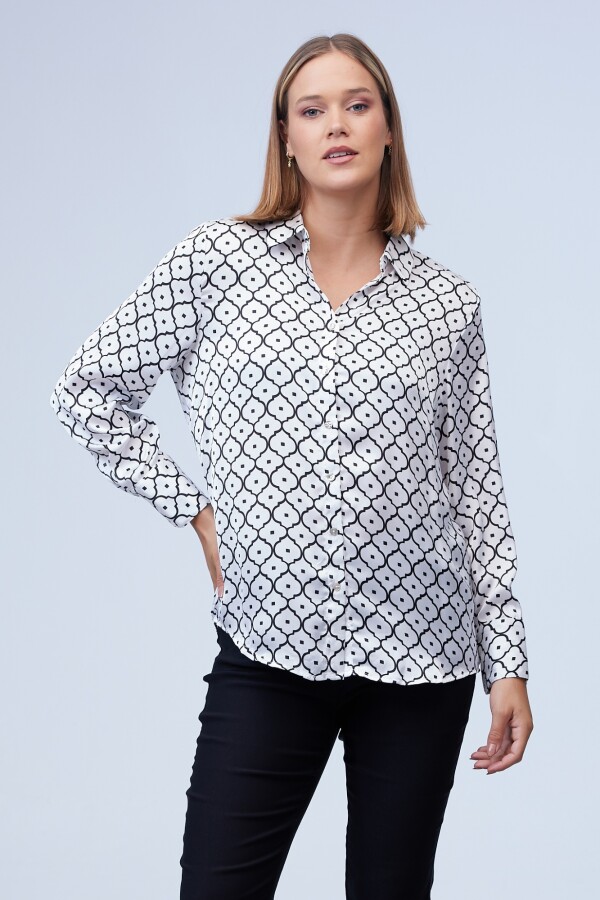 Camisa Satén Print BLANCO/NEGRO