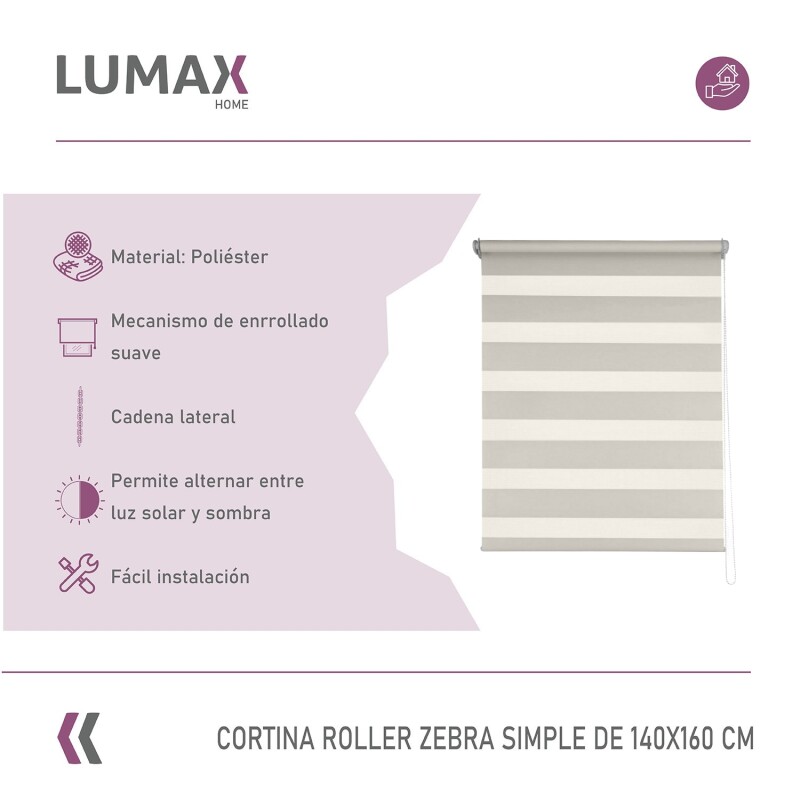 Cortina Roller Zebra Simple Lumax 1.4 X 1.6m Gran Calidad Beige