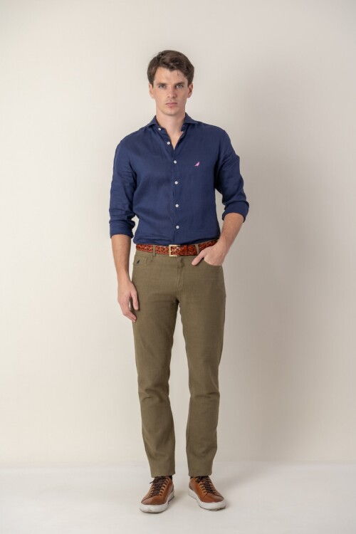 Pantalón 5 bolsillos de Lino Verde