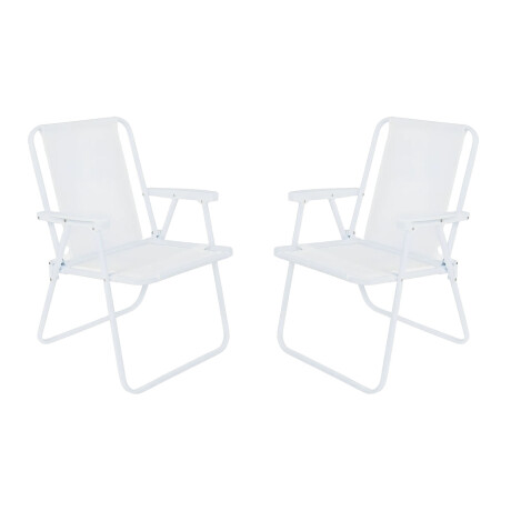 Set x2 Sillas Altas Plegables Acero Soporta 110Kg Mor Blanco