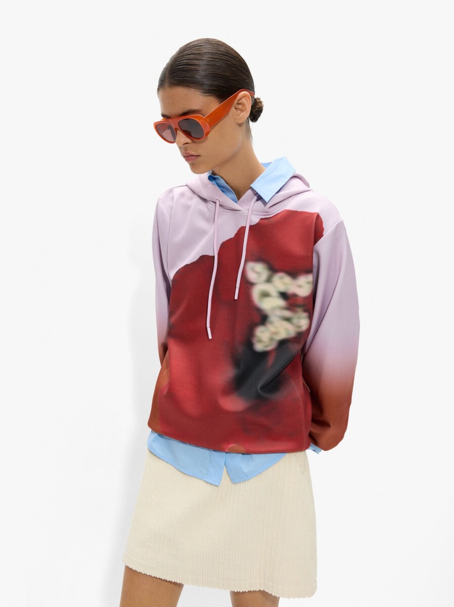 Sudadera Con Flor Estampada - multicolor 