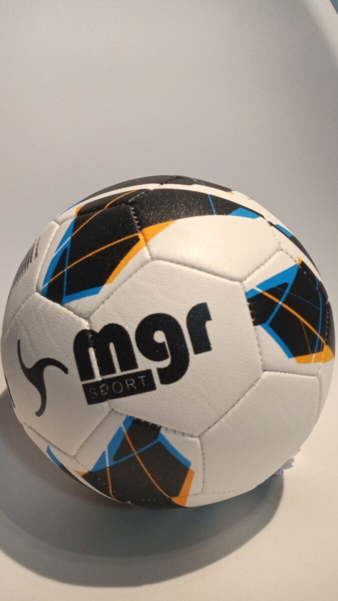Pelota de futbol No.3 MGR - blanca con trama negra azul naranja 
