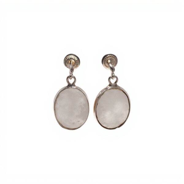 Caravanas Óvalo-Plata 925-Piedra Nácar-CA3090 conpiedra