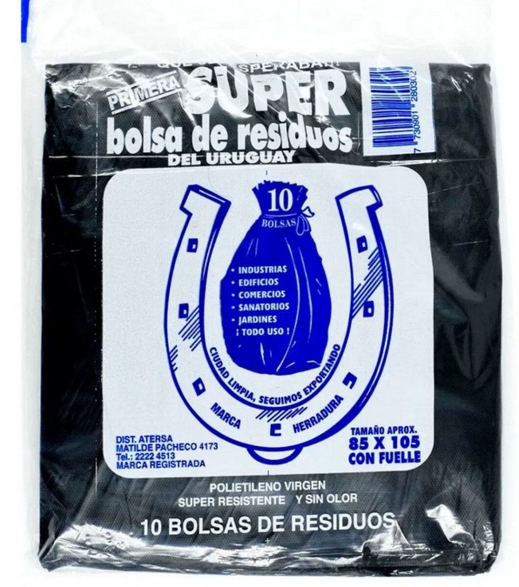 BOLSAS PARA RESIDUOS HERRADURA 85X105 CM 10 UNID JARDIN Y EDIFICIO 