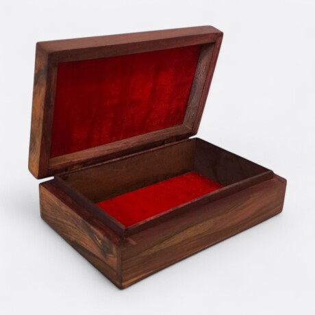 Caja De Madera Labrada Flor En Circulo