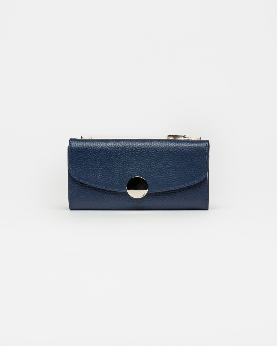 Billetera The Circle en cuero graneado - Marine Blue 