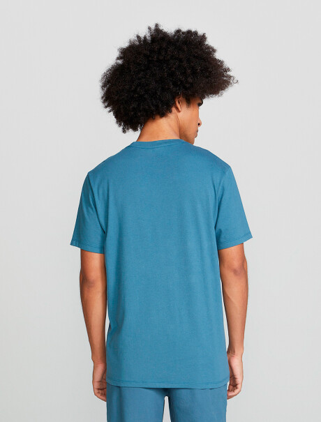CAMISETA UNISSEX BÁSICA MANGA CORTA ESCOTE A LA BASE AZUL