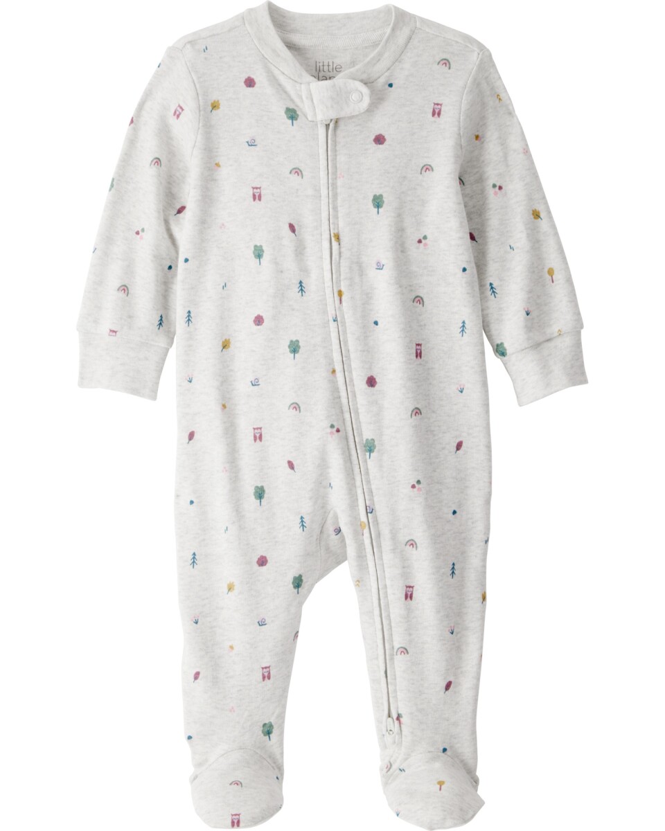 Pijama una pieza de algodón orgánico, con pie, estampado 