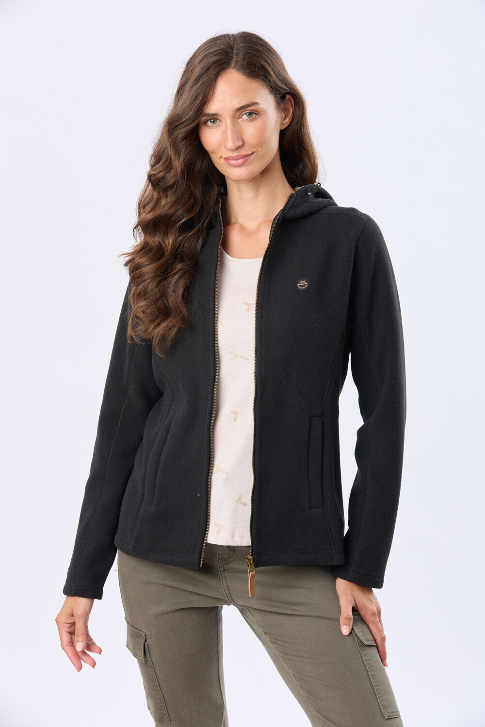 CAMPERA POLAR CON CAPUCHA Negro