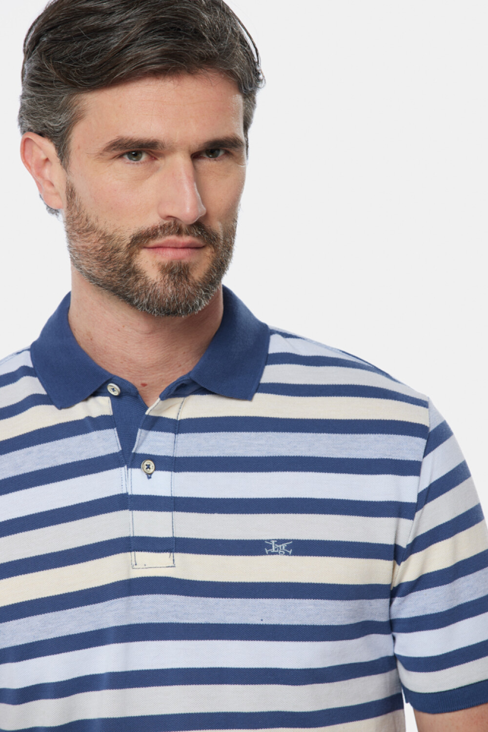 REMERA POLO RAYADA Azul