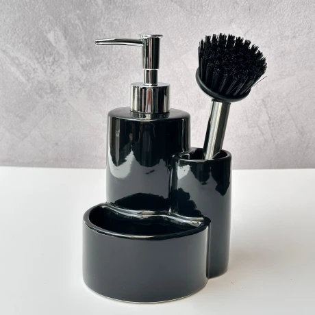 Dispensador Jabonera Para Cocina con Porta Cepillos Dispensador Jabonera Para Cocina con Porta Cepillos