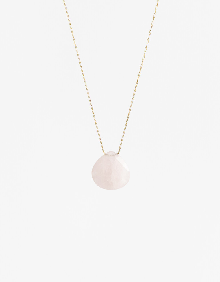 Cadena Corta con Dije Piedras Cadena Acero Healing Rituals Cuarzo Rosa - Rosa Claro