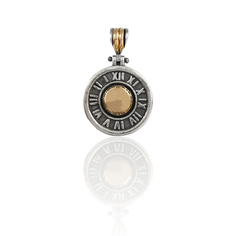 Dije medalla Números romanos - Plata y Oro - Sin piedra - CP5439 sinpiedra