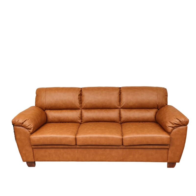 SOFA 3 CUERPOS - MODELO ALIAS - TAPIZADO EN CUERO - COLOR MARRON CLARO SOFA 3 CUERPOS - MODELO ALIAS - TAPIZADO EN CUERO - COLOR MARRON CLARO
