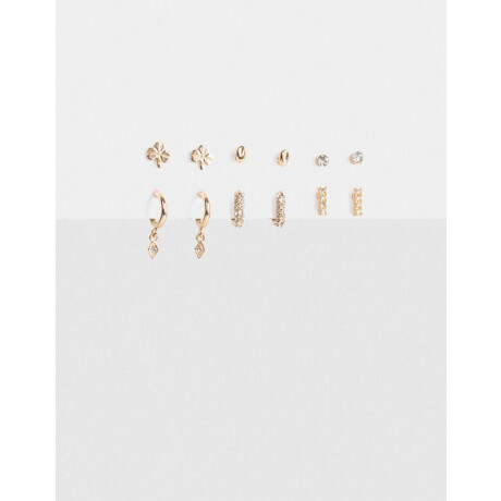 Set De Aros Con Strass Dorado Dorado