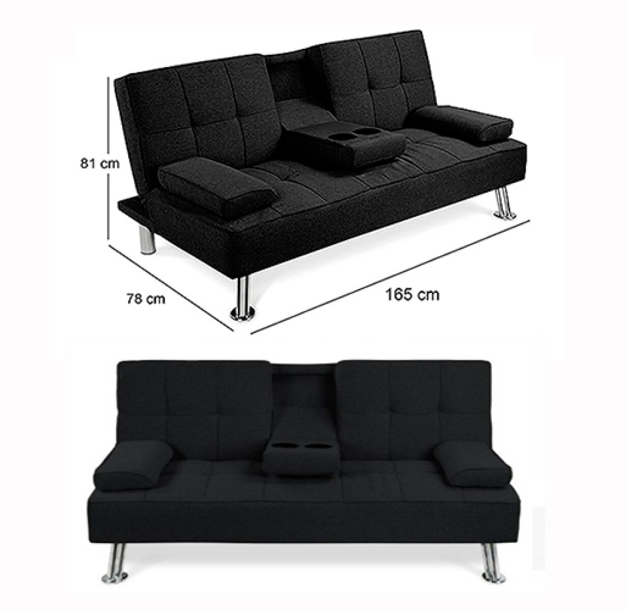 SOFA CAMA TMAX 1 ½ PL Tapizado en Tela c/Posa vasos - Sin color 