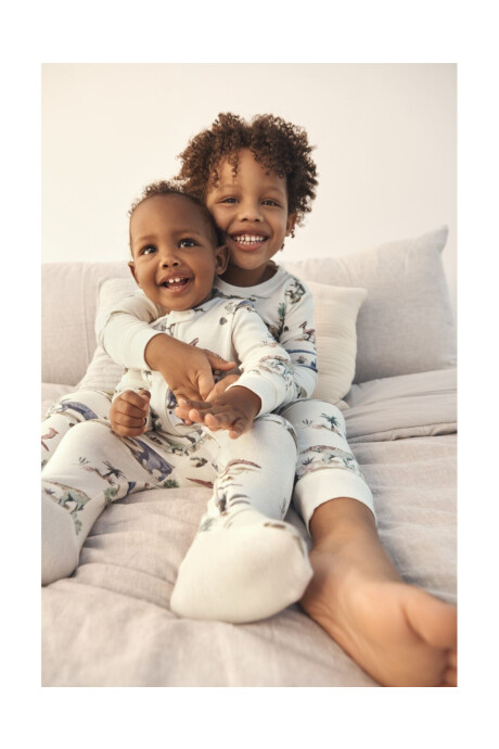 Pijama una pieza de algodón orgánico con pie diseño dinos Sin color