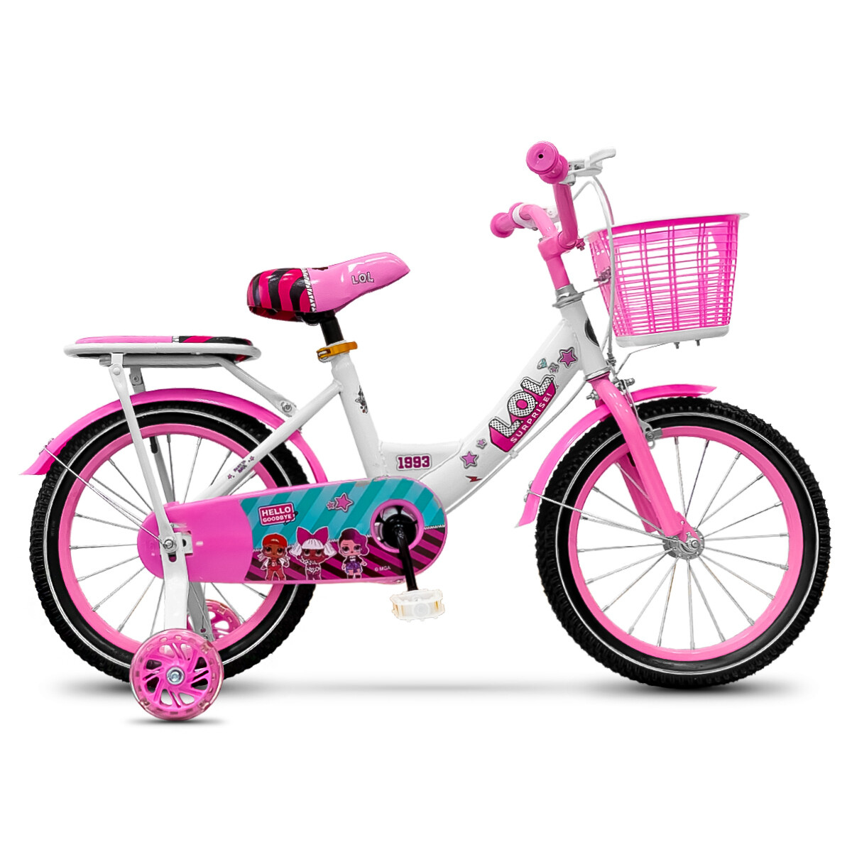 Bicicleta Lol Rod 16 C/ Canasto + Rueditas - Rosa 