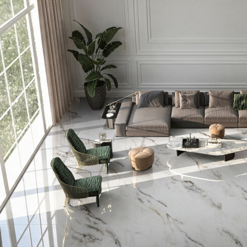 Cerámica Calacata Blanco Satinado 74X74Cm Piso GAMAS DE BLANCO